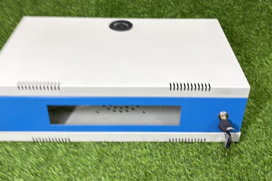 Sheet metal CCTV and DVR cabinet with ventilation slots and lock, made by C&D Metal World
